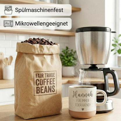 Renteneintritt Geschenk für Frau Steingut Tasse personalisiert mit Gravur Abschiedsgeschenk Kollegin Rente Abschied Rentnerin