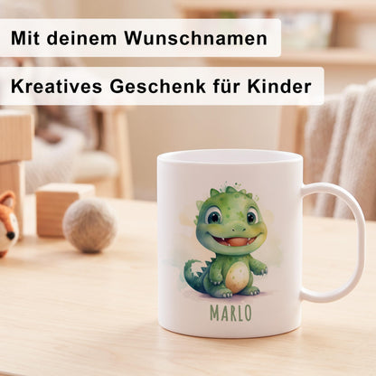 Bruchsichere Kindertasse leichte Kunststoff Tasse mit Henkel für Kindergarten, Dino