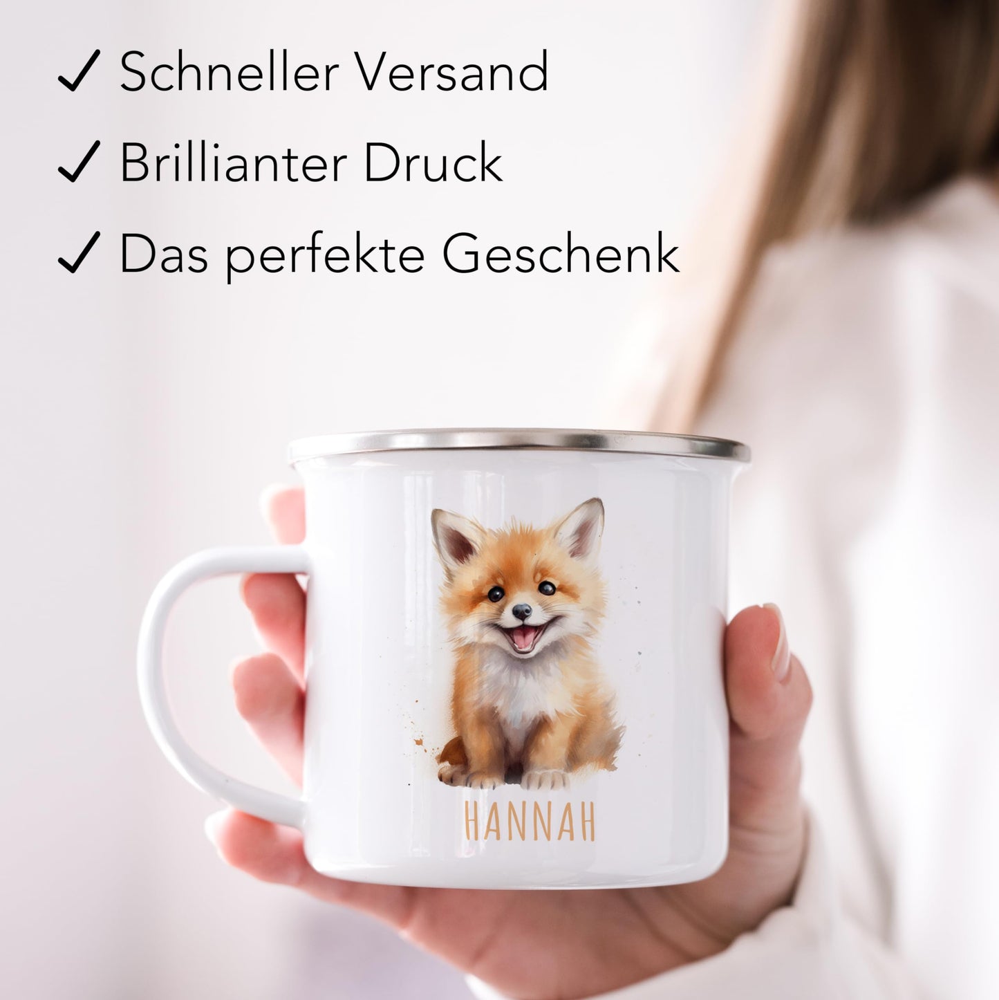 Emaille Tasse Tiere personalisiert