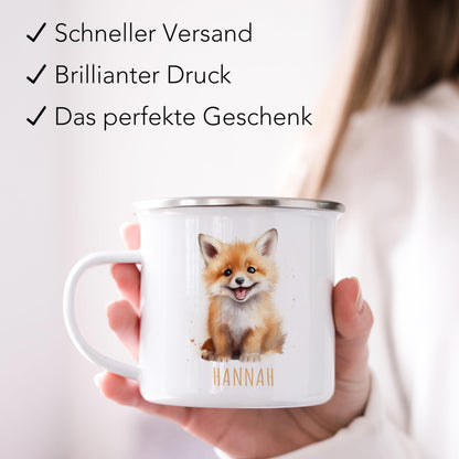 Emaille Tasse Tiere personalisiert