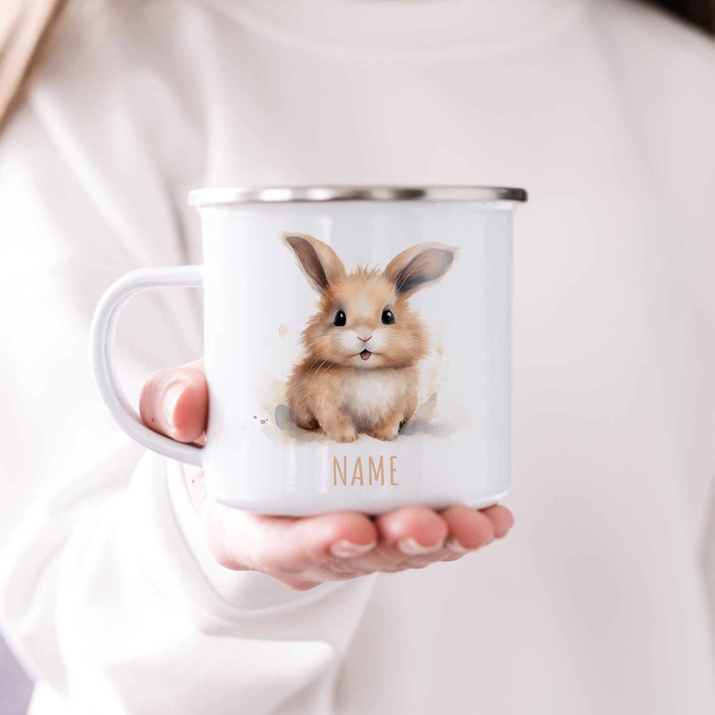 Emaille Tasse Tiere personalisiert
