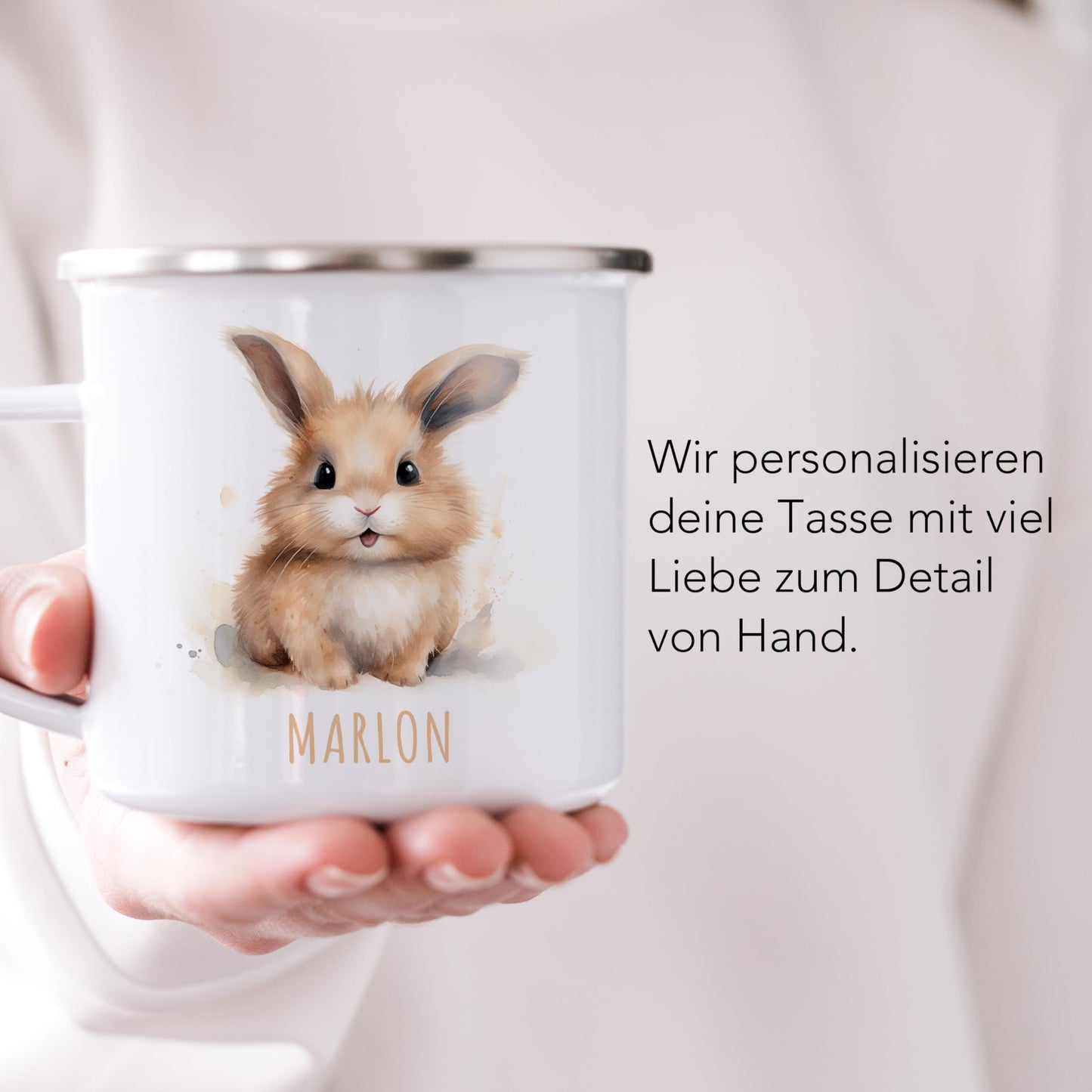 Emaille Tasse Tiere personalisiert