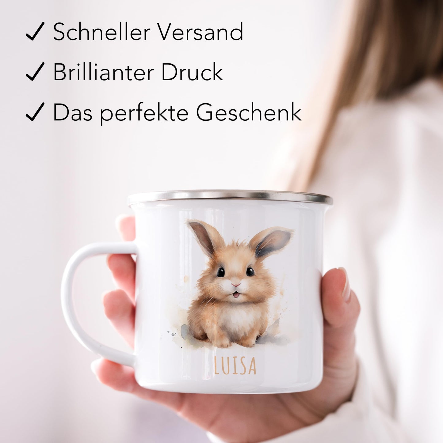 Emaille Tasse Tiere personalisiert