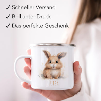 Emaille Tasse Tiere personalisiert