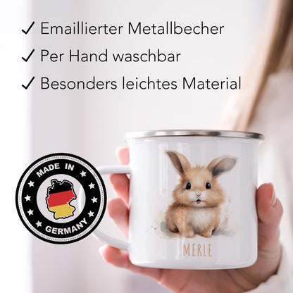 Emaille Tasse Tiere personalisiert
