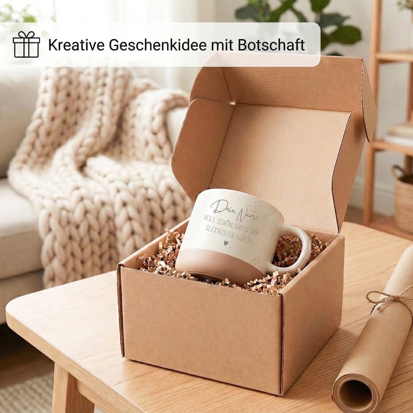 Voll schön dass wir gleichzeitig leben Steingut Tasse personalisiert mit Gravur Lieblingsmensch BFF Geschenk Bestie Herzensmensch