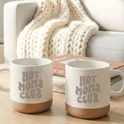 Hot Moms Club Mama Steingut Tasse Muttertagsgeschenk mit Gravur Sohn Tochter Mutter Geschenk zum Muttertag Kaffeebecher Kaffeetasse