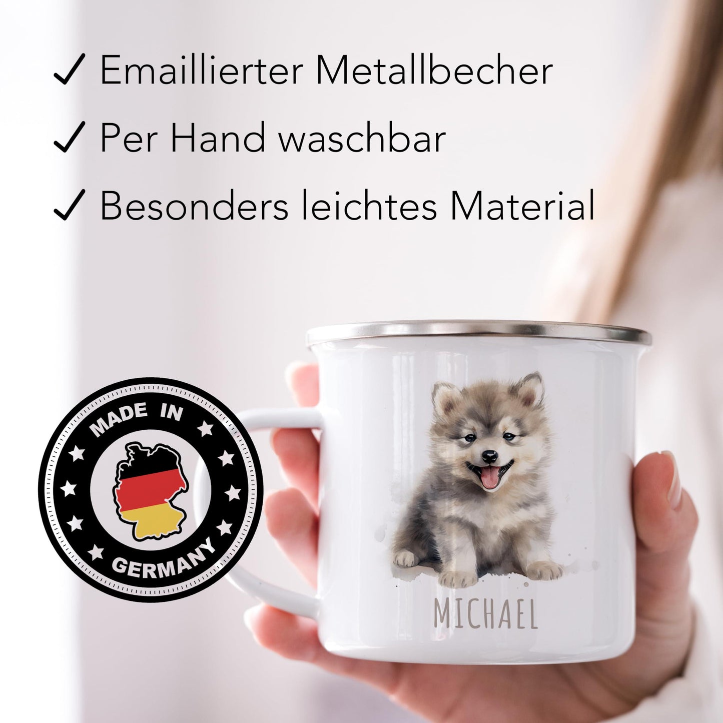 Emaille Tasse Tiere personalisiert
