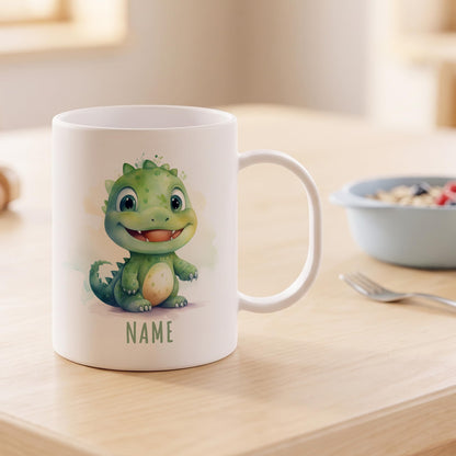 Bruchsichere Kindertasse leichte Kunststoff Tasse mit Henkel für Kindergarten, Dino