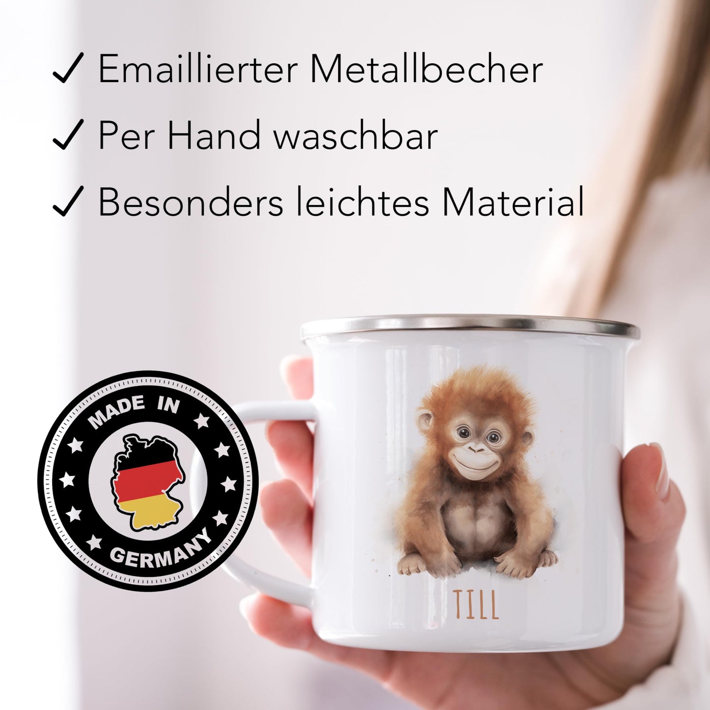 Emaille Tasse Tiere personalisiert