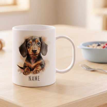 Bruchsichere Kindertasse leichte Kunststoff Tasse mit Henkel für Kindergarten, Dackel