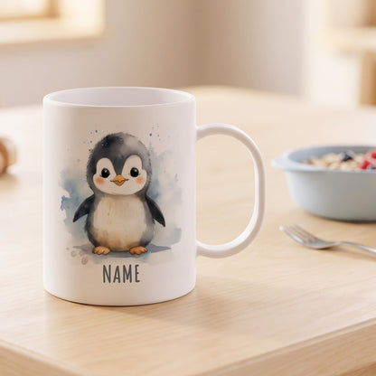 Bruchsichere Kindertasse leichte Kunststoff Tasse mit Henkel für Kindergarten, Pinguin
