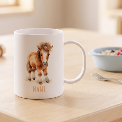 Bruchsichere Kindertasse leichte Kunststoff Tasse mit Henkel für Kindergarten, Pferd