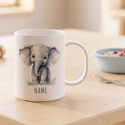 Bruchsichere Kindertasse leichte Kunststoff Tasse mit Henkel für Kindergarten, Elefant