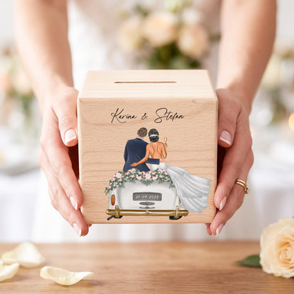 Geldgeschenk zur Hochzeit personalisierte Holz Spardose Hochzeitsgeschenk für Brautpaar als Geld Geschenk