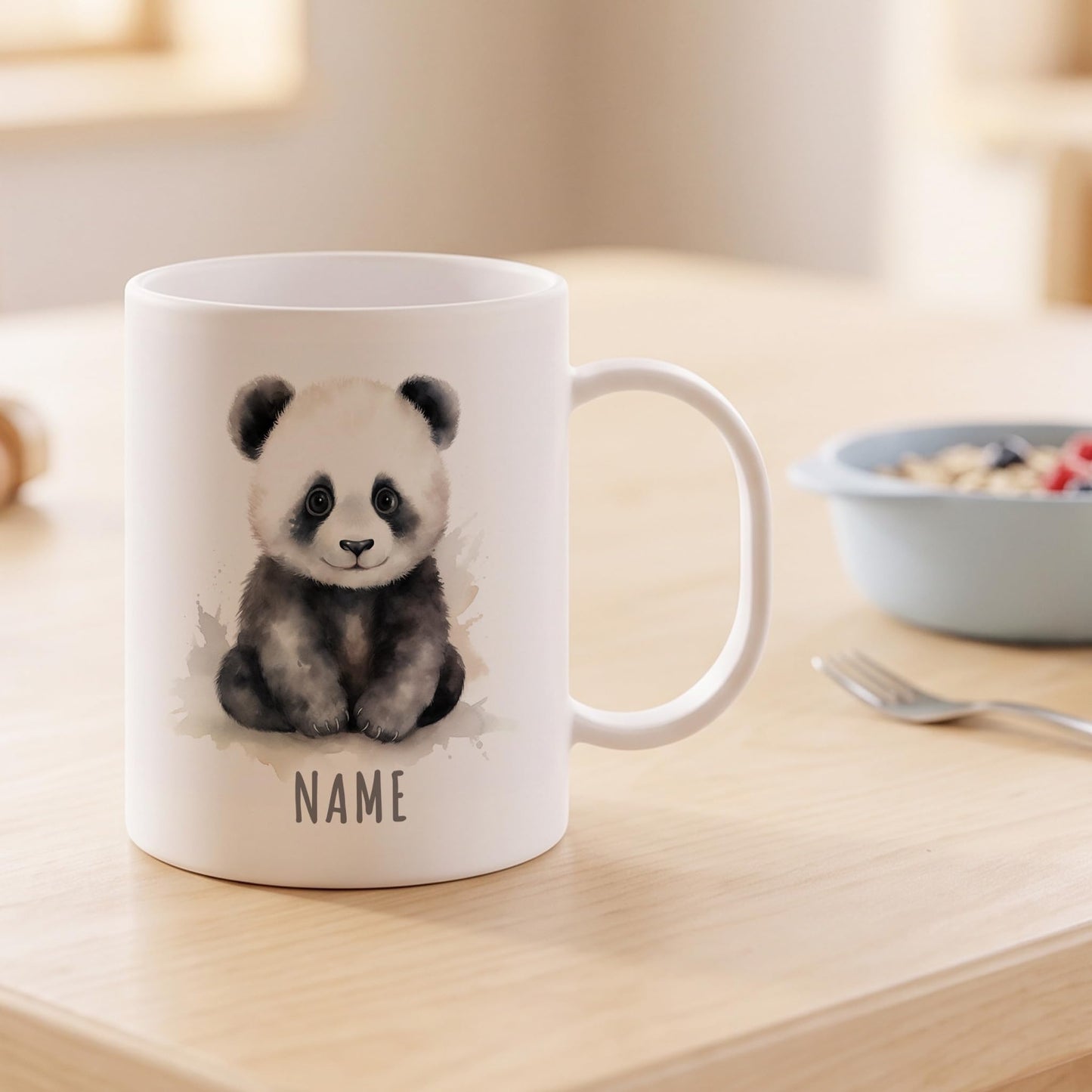 Bruchsichere Kindertasse leichte Kunststoff Tasse mit Henkel für Kindergarten, Panda