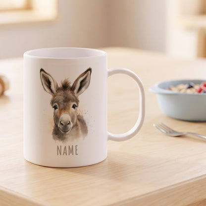 Bruchsichere Kindertasse leichte Kunststoff Tasse mit Henkel für Kindergarten, Esel