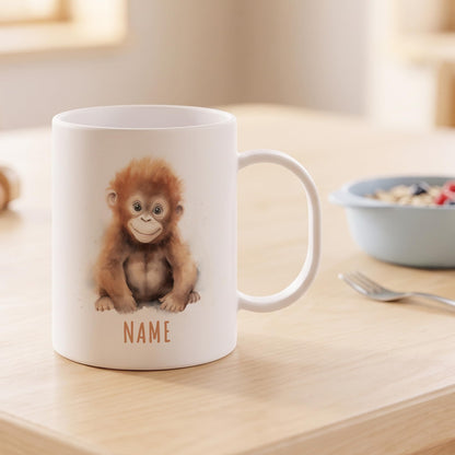 Bruchsichere Kindertasse leichte Kunststoff Tasse mit Henkel für Kindergarten, Affe