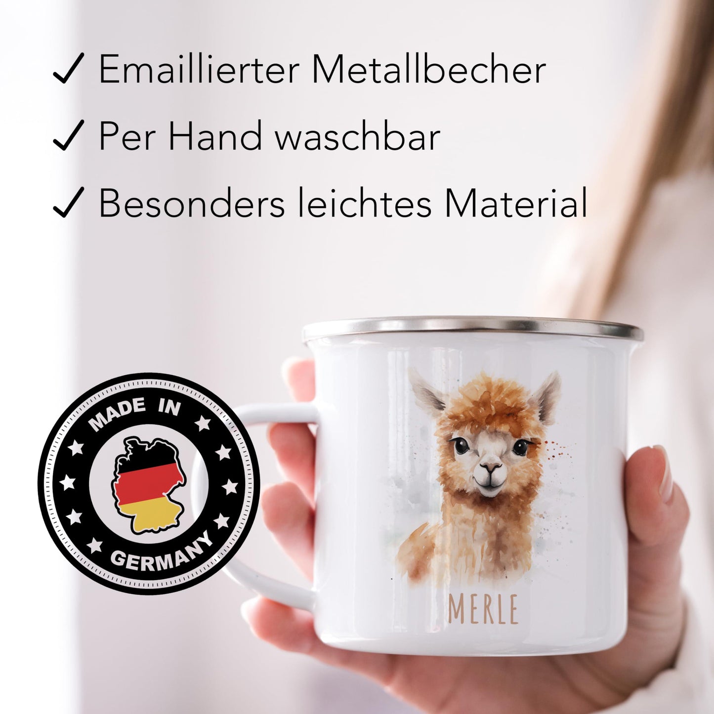 Emaille Tasse Tiere personalisiert