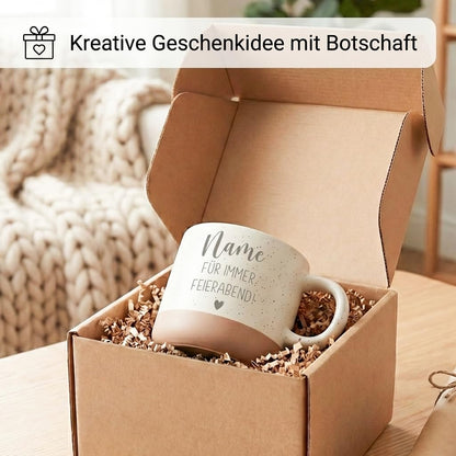 Renteneintritt Geschenk für Frau Steingut Tasse personalisiert mit Gravur Abschiedsgeschenk Kollegin Rente Abschied Rentnerin
