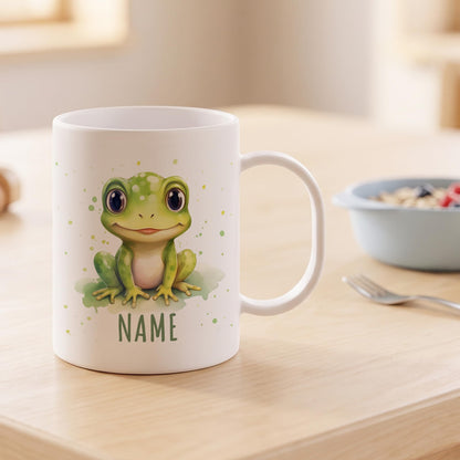 Bruchsichere Kindertasse leichte Kunststoff Tasse mit Henkel für Kindergarten, Frosch