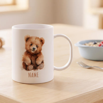 Bruchsichere Kindertasse leichte Kunststoff Tasse mit Henkel für Kindergarten, Bär