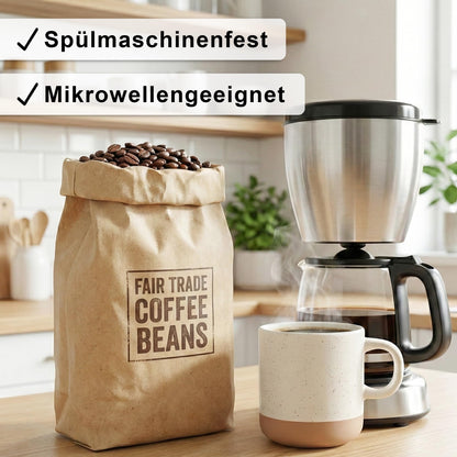Die Welt ist schön weil du mit drauf bist Steingut Tasse personalisiert mit Gravur Geschenke für Freundin Kaffeetasse