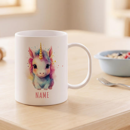 Bruchsichere Kindertasse leichte Kunststoff Tasse mit Henkel für Kindergarten, Einhorn