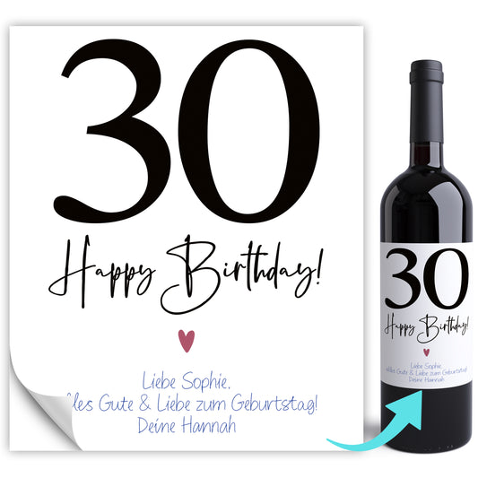 30. Geburtstag Geschenk Weinetiketten  Geburtstagsgeschenk Etiketten  | Digitaler Download PDF Datei