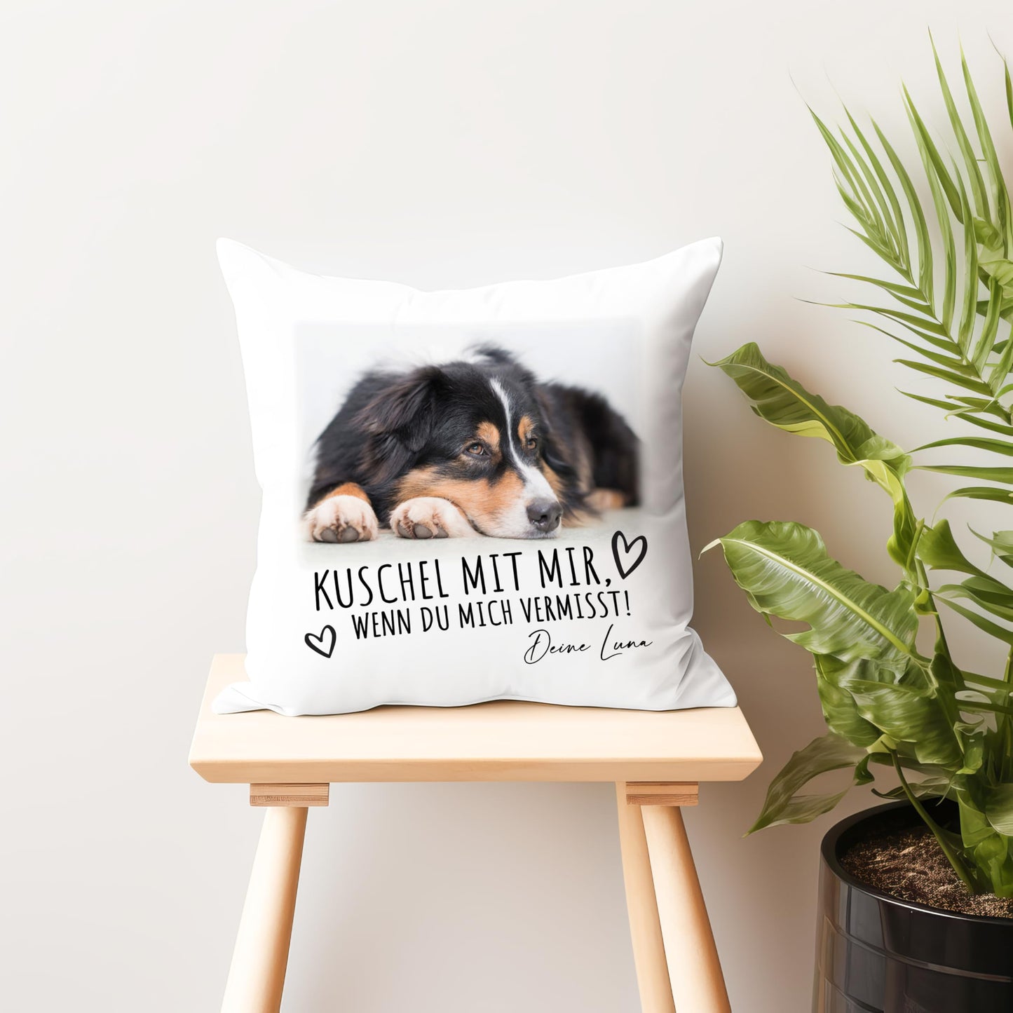 Andenken an verstorbenen Hund personalisiertes Kissen mit Foto Erinnerung Trauer Dekokissen mit Spruch Hundebesitzer Fotogeschenk Hundehalter Geschenk 40x40 cm inkl. Füllung und Bezug