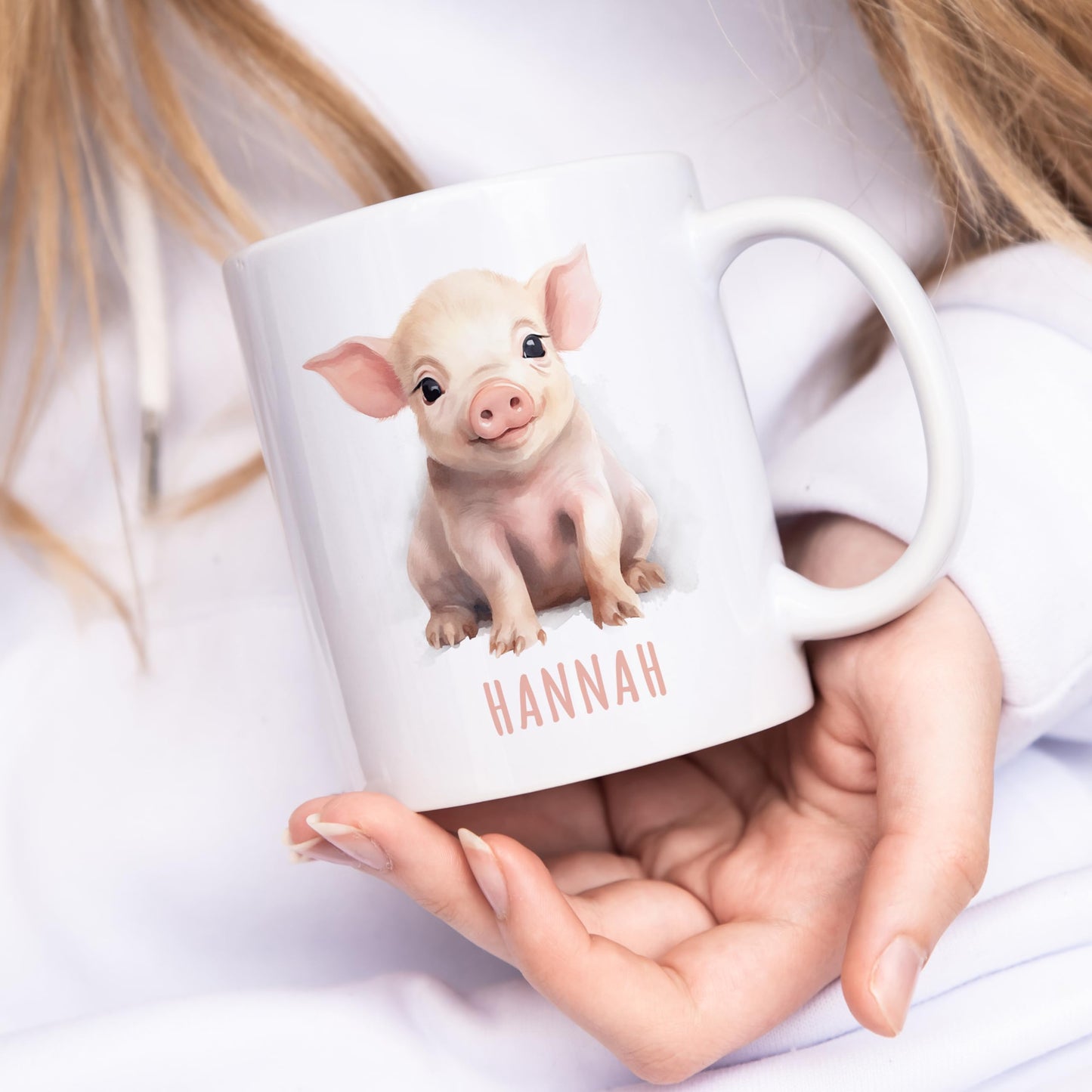 Schwein Tasse personalisierte Kindertasse mit Namen Schweinetasse Namenstasse süßes Kinder Geschenk für Jungen & Mädchen Kaffeetasse Teetasse aus Keramik 330 ml