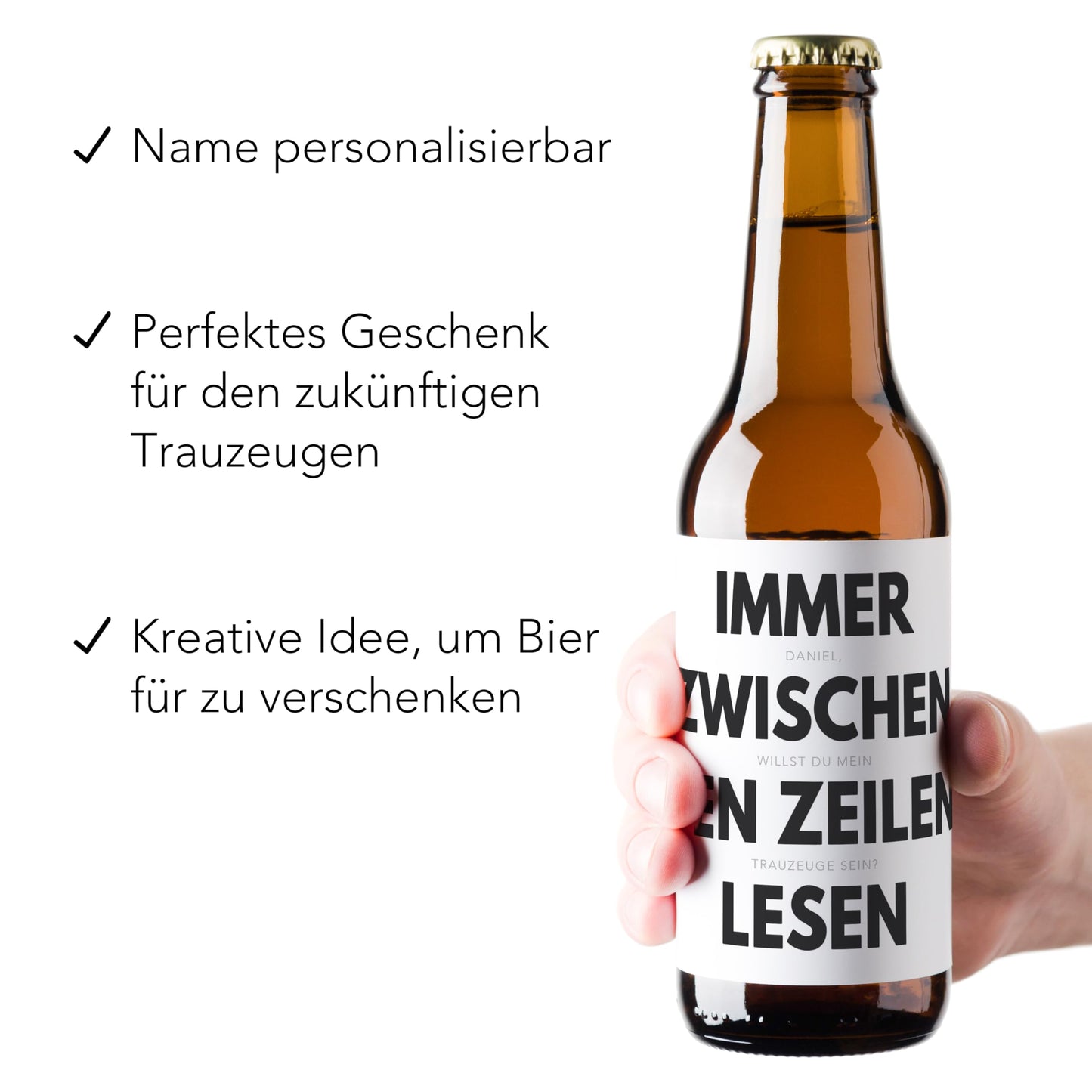 Willst du mein Trauzeuge sein Mann Bierflaschen Etikett personalisiert lustiges Bier Geschenk Trauzeuge fragen Flaschenetikett Bieretiketten 2 Stück | 9x9 cm