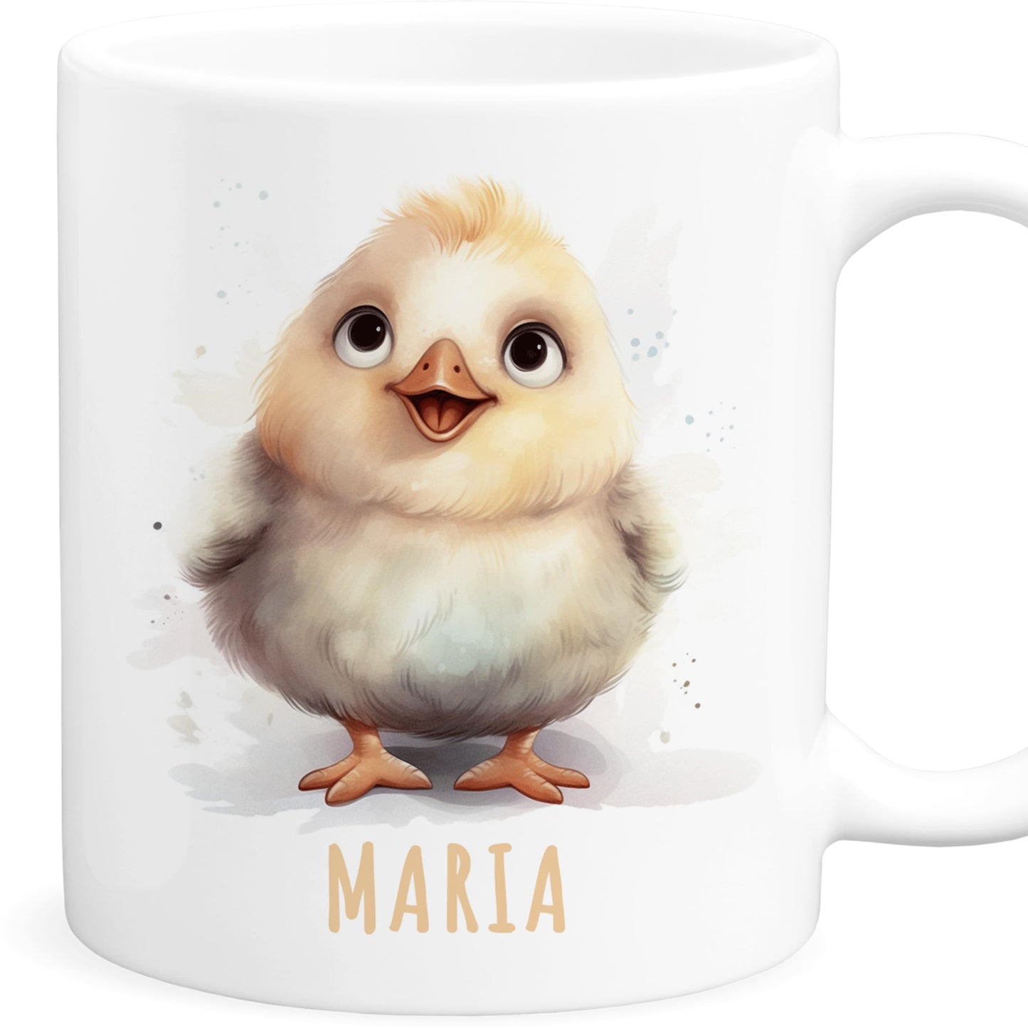 Huhn Tasse personalisierte Kindertasse mit Namen Huhntasse Namenstasse süßes Kinder Geschenk für Jungen & Mädchen Kaffeetasse Teetasse aus Keramik 330 ml