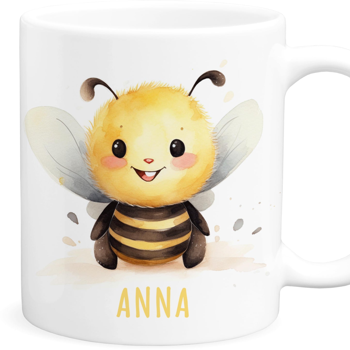 Biene Tasse personalisierte Kindertasse mit Namen Bienentasse Namenstasse süßes Kinder Geschenk für Jungen & Mädchen Kaffeetasse Teetasse aus Keramik 330 ml