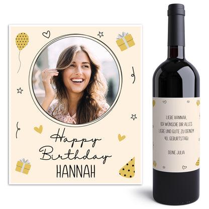 Weinetiketten Geburtstag Foto Text