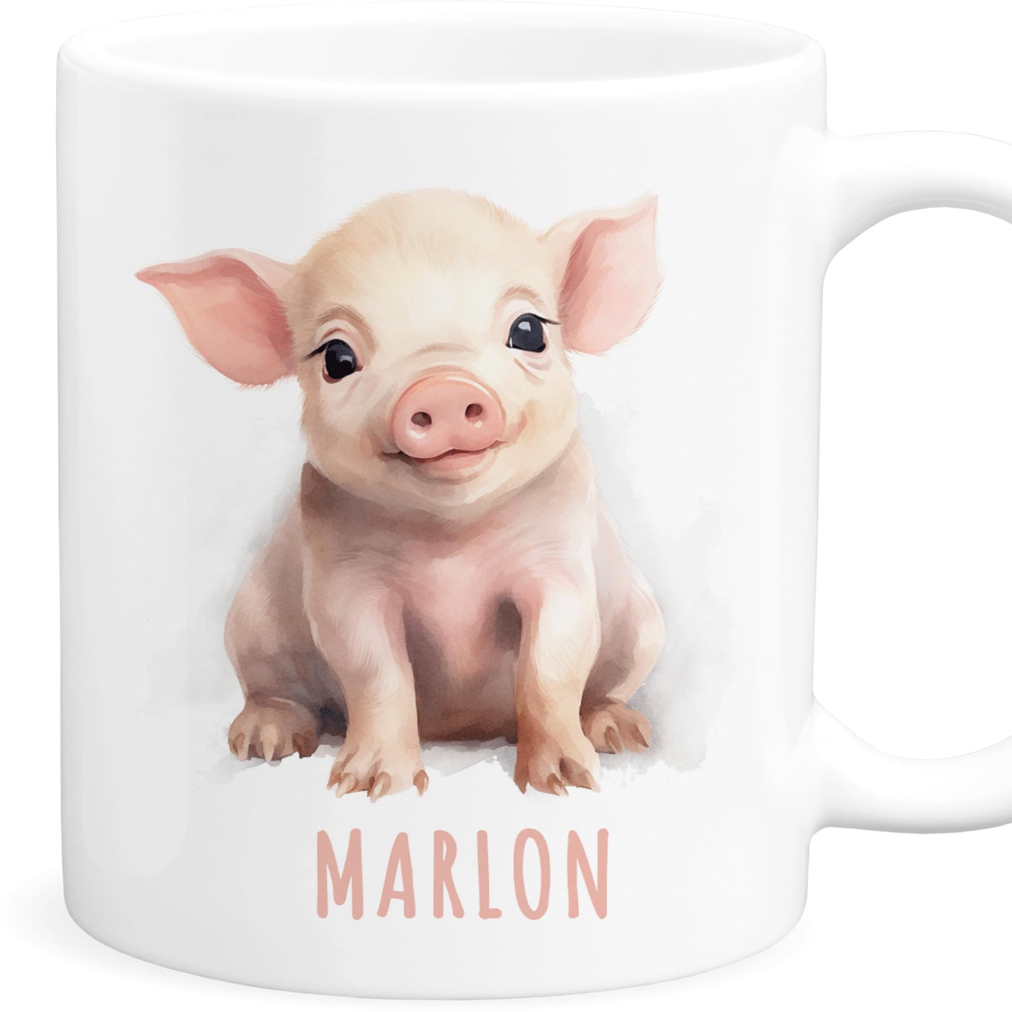 Schwein Tasse personalisierte Kindertasse mit Namen Schweinetasse Namenstasse süßes Kinder Geschenk für Jungen & Mädchen Kaffeetasse Teetasse aus Keramik 330 ml