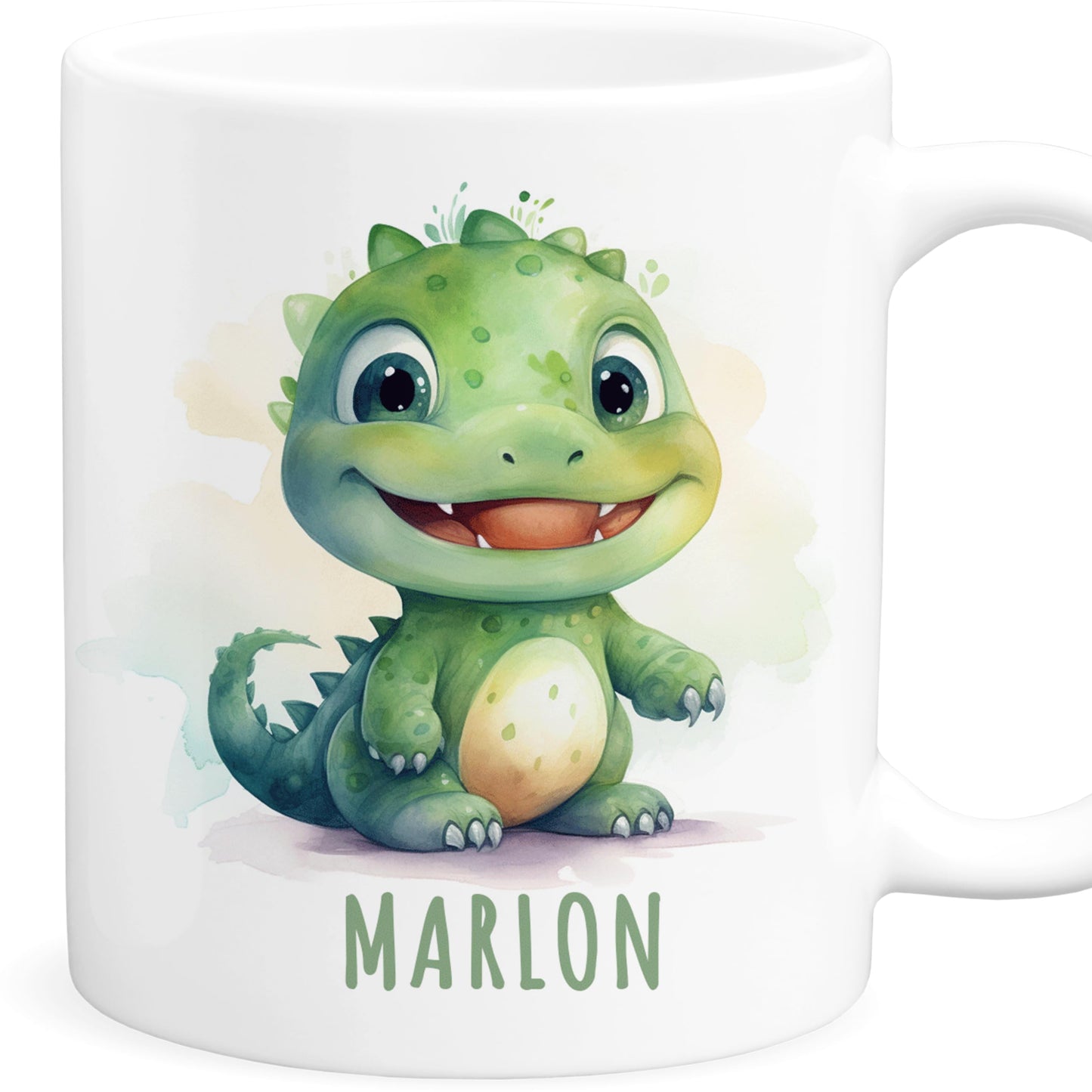 Dino Tasse personalisierte Kindertasse mit Namen Dinotasse Dinosaurier Namenstasse süßes Kinder Geschenk für Jungen & Mädchen Kaffeetasse Teetasse aus Keramik 330 ml