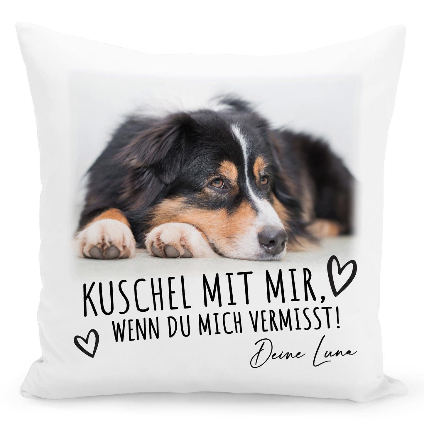 Andenken an verstorbenen Hund personalisiertes Kissen mit Foto Erinnerung Trauer Dekokissen mit Spruch Hundebesitzer Fotogeschenk Hundehalter Geschenk 40x40 cm inkl. Füllung und Bezug