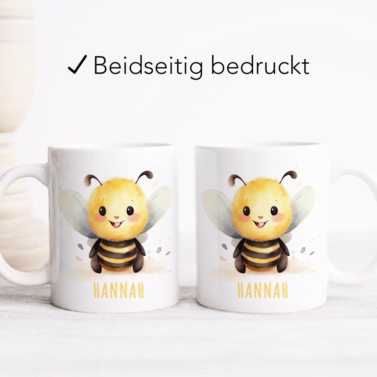 Biene Tasse personalisierte Kindertasse mit Namen Bienentasse Namenstasse süßes Kinder Geschenk für Jungen & Mädchen Kaffeetasse Teetasse aus Keramik 330 ml