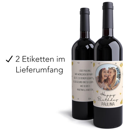 Weinetiketten Geburtstag Foto Text