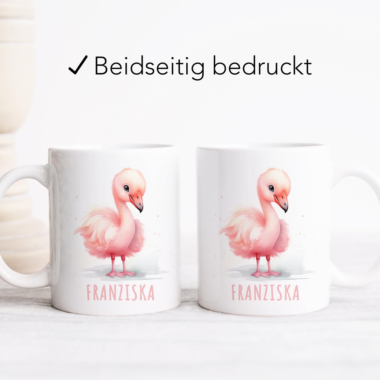 Flamingo Tasse personalisierte Kindertasse mit Namen Flamingotasse Namenstasse süßes Kinder Geschenk für Jungen & Mädchen Kaffeetasse Teetasse aus Keramik 330 ml