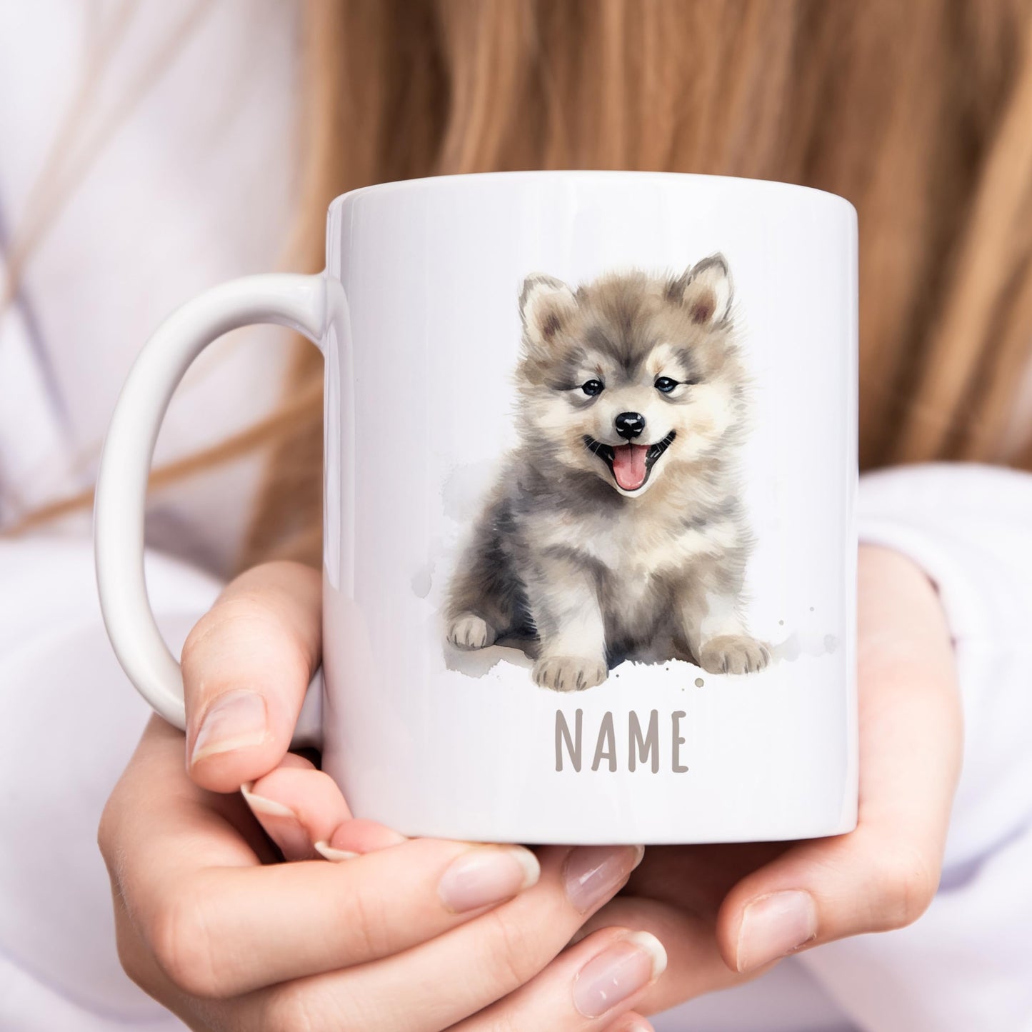 Wolf Tasse personalisierte Kindertasse mit Namen Wolftasse Namenstasse süßes Kinder Geschenk für Jungen & Mädchen Kaffeetasse Teetasse aus Keramik 330 ml