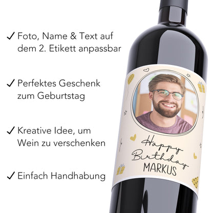 Weinetiketten Geburtstag Foto Text | Digitaler Download