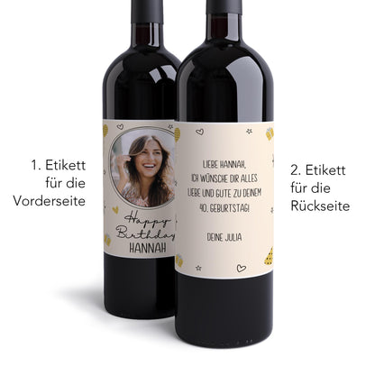 Weinetiketten Geburtstag Foto Text | Digitaler Download