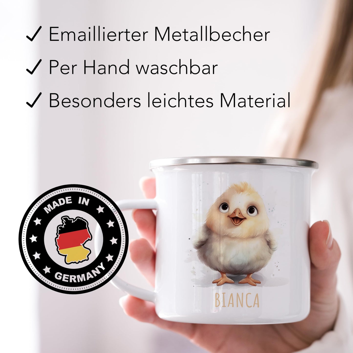 Emaille Tasse Tiere personalisiert