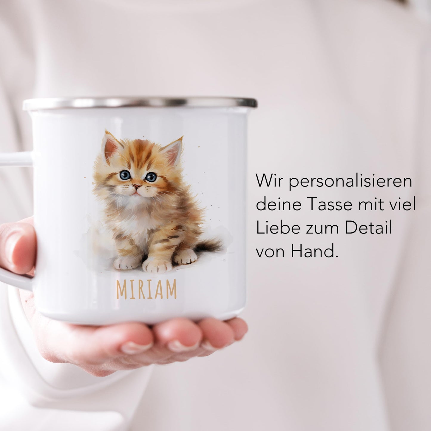 Emaille Tasse Tiere personalisiert