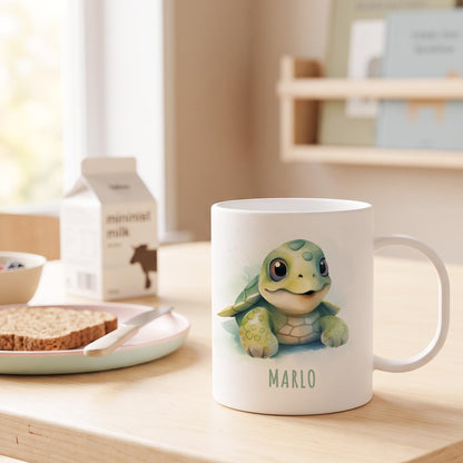 Bruchsichere Kindertasse leichte Kunststoff Tasse mit Henkel für Kindergarten, Schildkröte