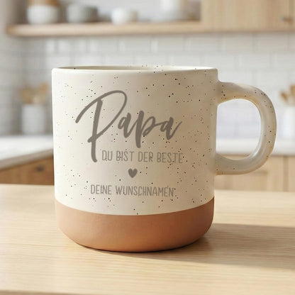 Vatertagsgeschenk Steingut Tasse Papa personalisiert mit Gravur Sohn Tochter Vater Geschenk zum Vatertag Kaffeebecher Kaffeetasse