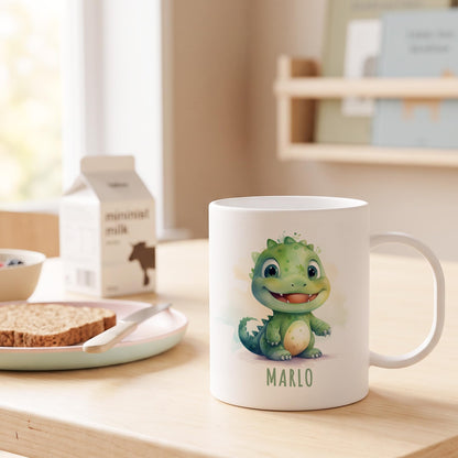 Bruchsichere Kindertasse leichte Kunststoff Tasse mit Henkel für Kindergarten, Dino