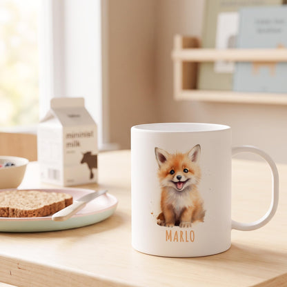 Bruchsichere Kindertasse leichte Kunststoff Tasse mit Henkel für Kindergarten, Fuchs